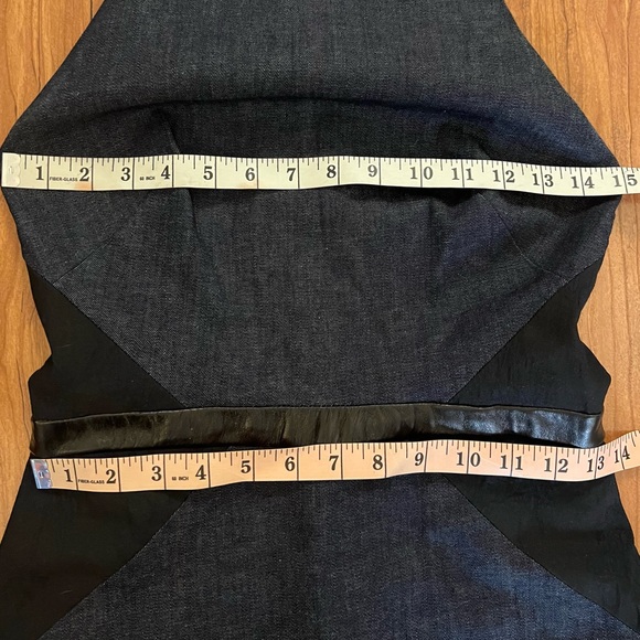 Nicole Miller Atelier Size 2 Strapless Blue Denim Sheath Black Office Classic - Picture 2 of 10